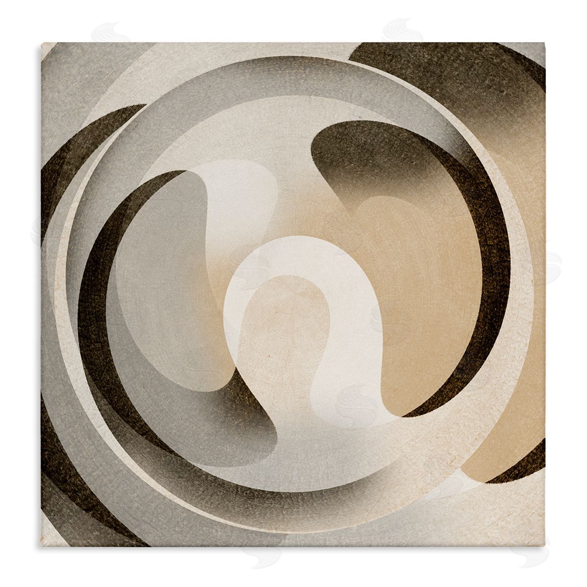Noah Bay Neutral Vortex Shape Canvas Wall Art Print