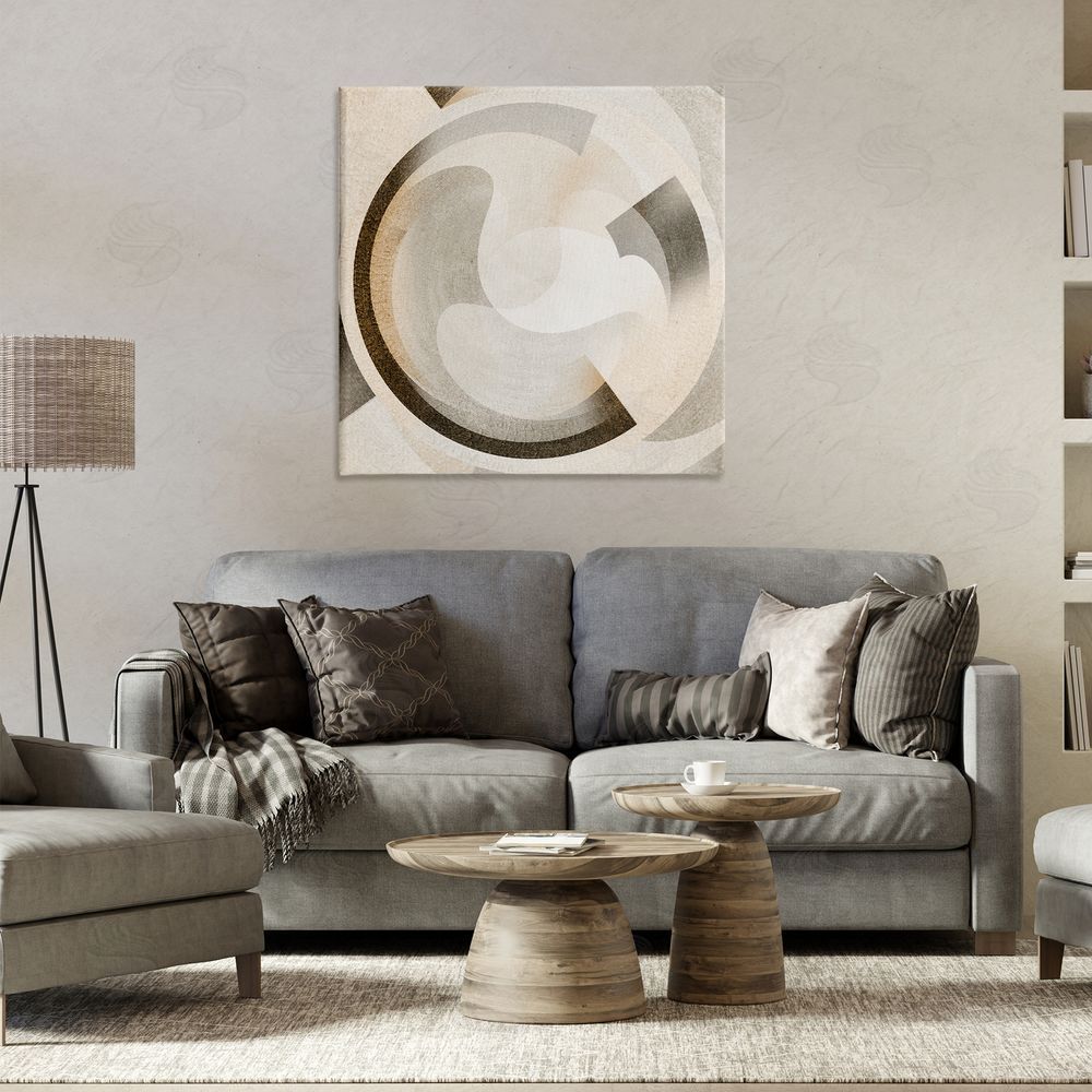Noah Bay Round Arches Neutral Canvas Wall Art Print in Room