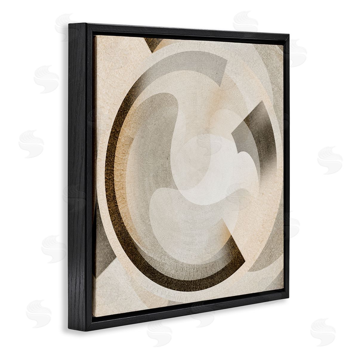 Noah Bay Round Arches Neutral Black Floating Frame Canvas Wall Art Print