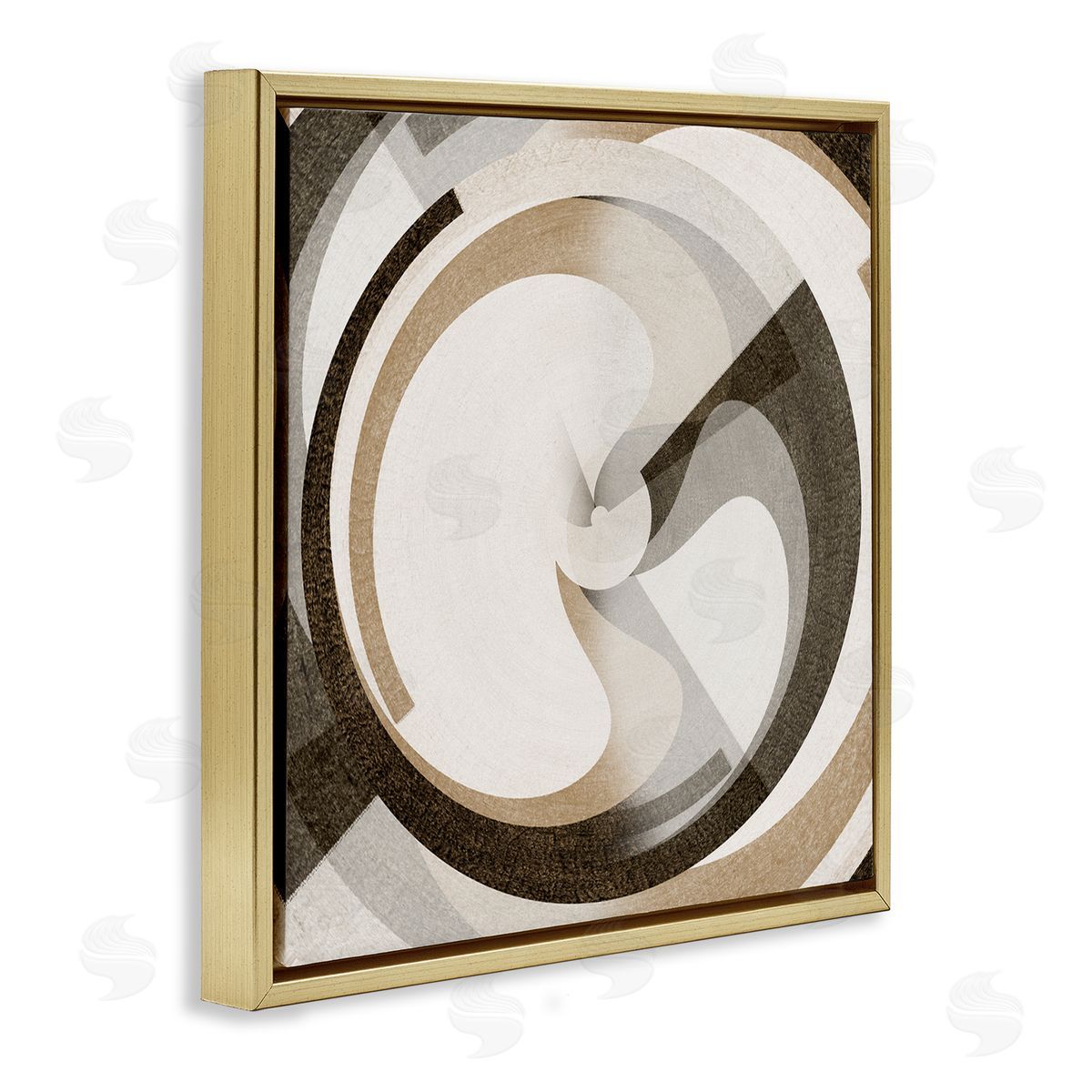 Noah Bay Neutral Tones Vortex Gold Floating Frame Canvas Wall Art Print