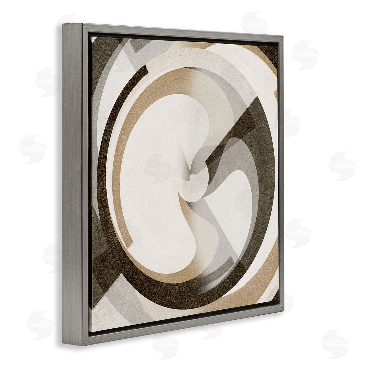 Noah Bay Neutral Tones Vortex Gray Floating Frame Canvas Wall Art Print