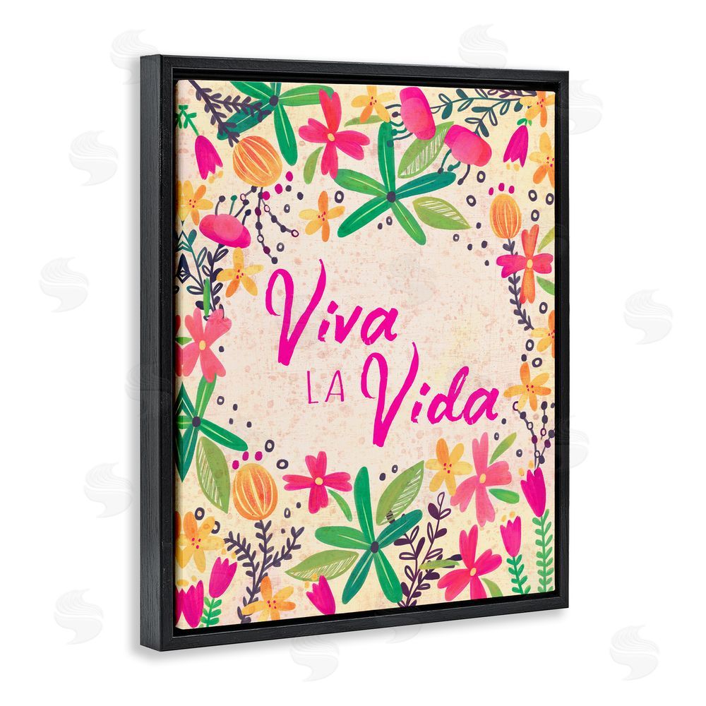 Josefina Viva la Vida Flores Tropicales Black Floating Frame Canvas Wall Art Print