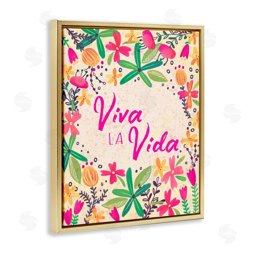 Josefina Viva la Vida Flores Tropicales Gold Floating Frame Canvas Wall Art Print