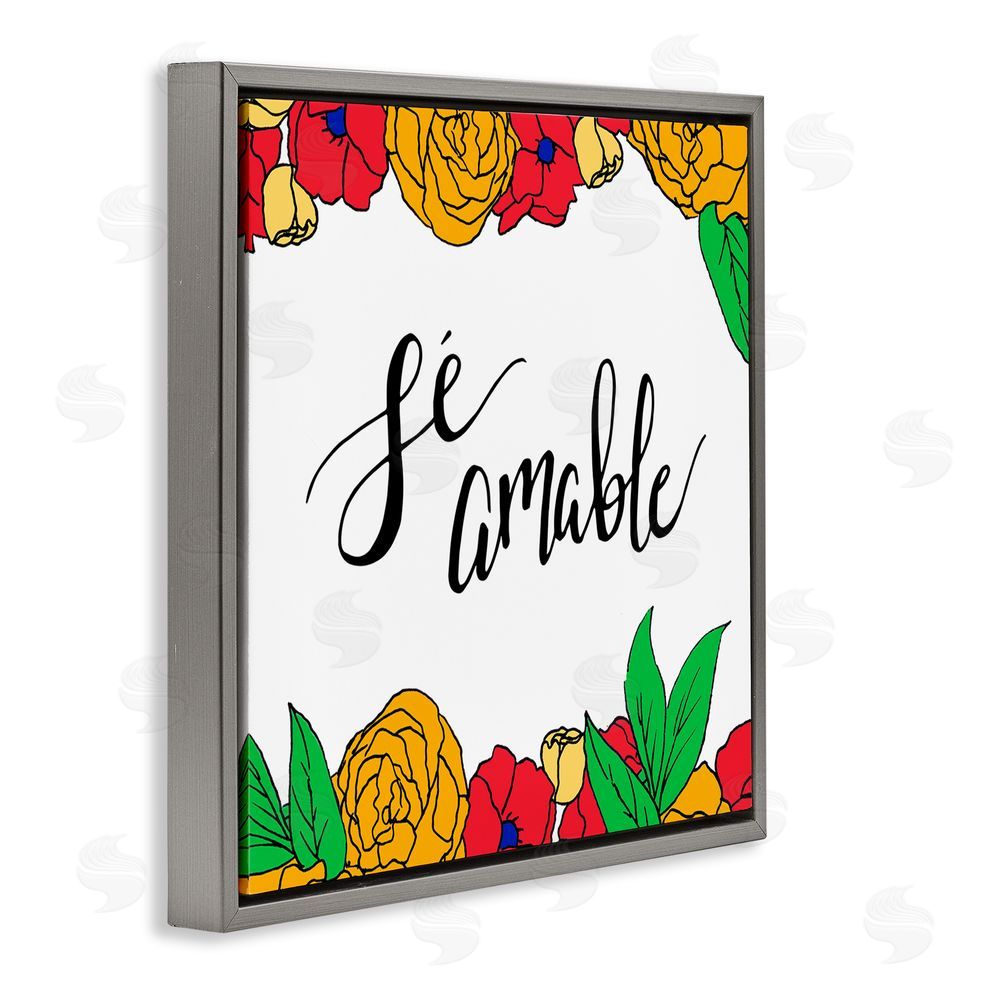 SD Graphics Studio Sé Amable Florales Tropicales Gray Floating Frame Canvas Wall Art Print
