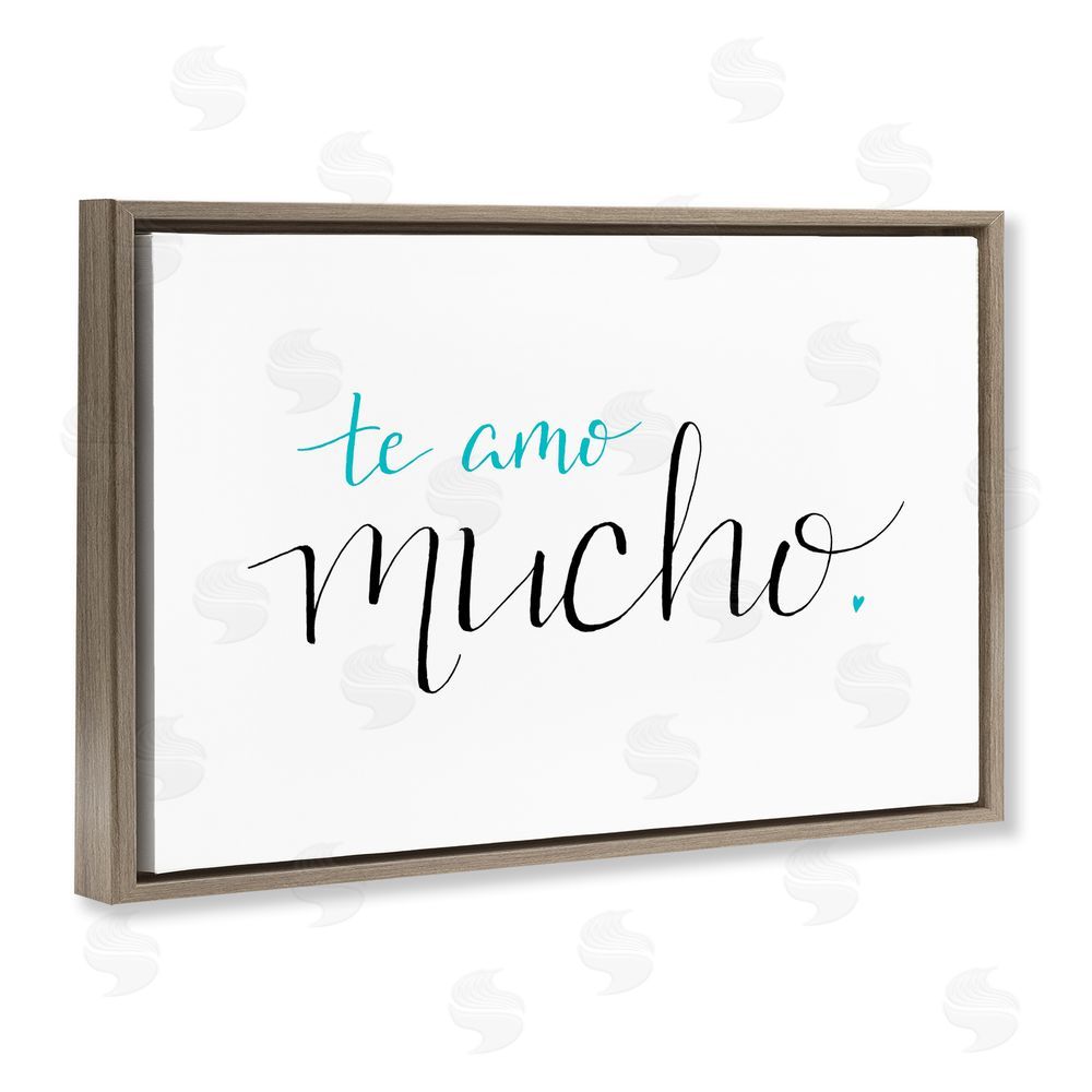 SD Graphics Studio Te Amo Mucho Turquesa Brown Floating Frame Canvas Wall Art Print