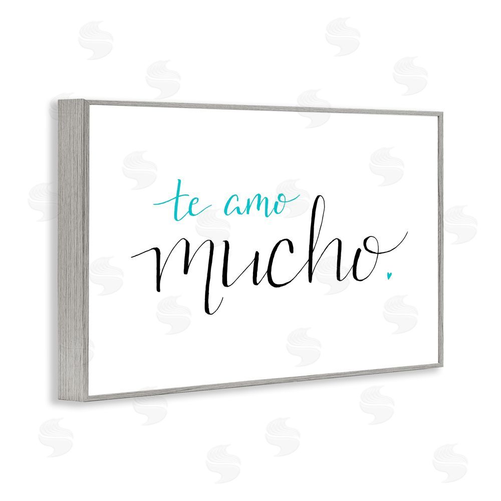 SD Graphics Studio Te Amo Mucho Turquesa Gray Framed Giclee Wall Art Print