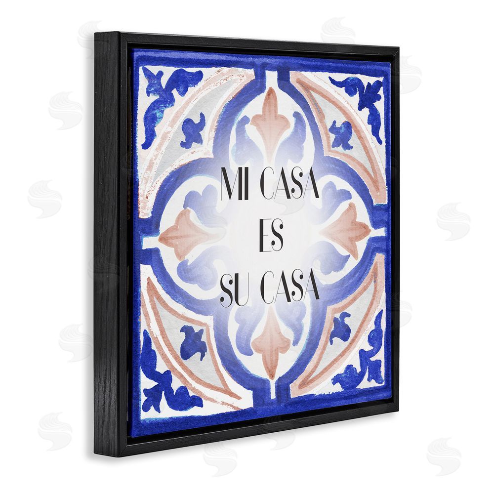 Elizabeth Medley Mi Casa Azulejos Tropicales Black Floating Frame Canvas Wall Art Print