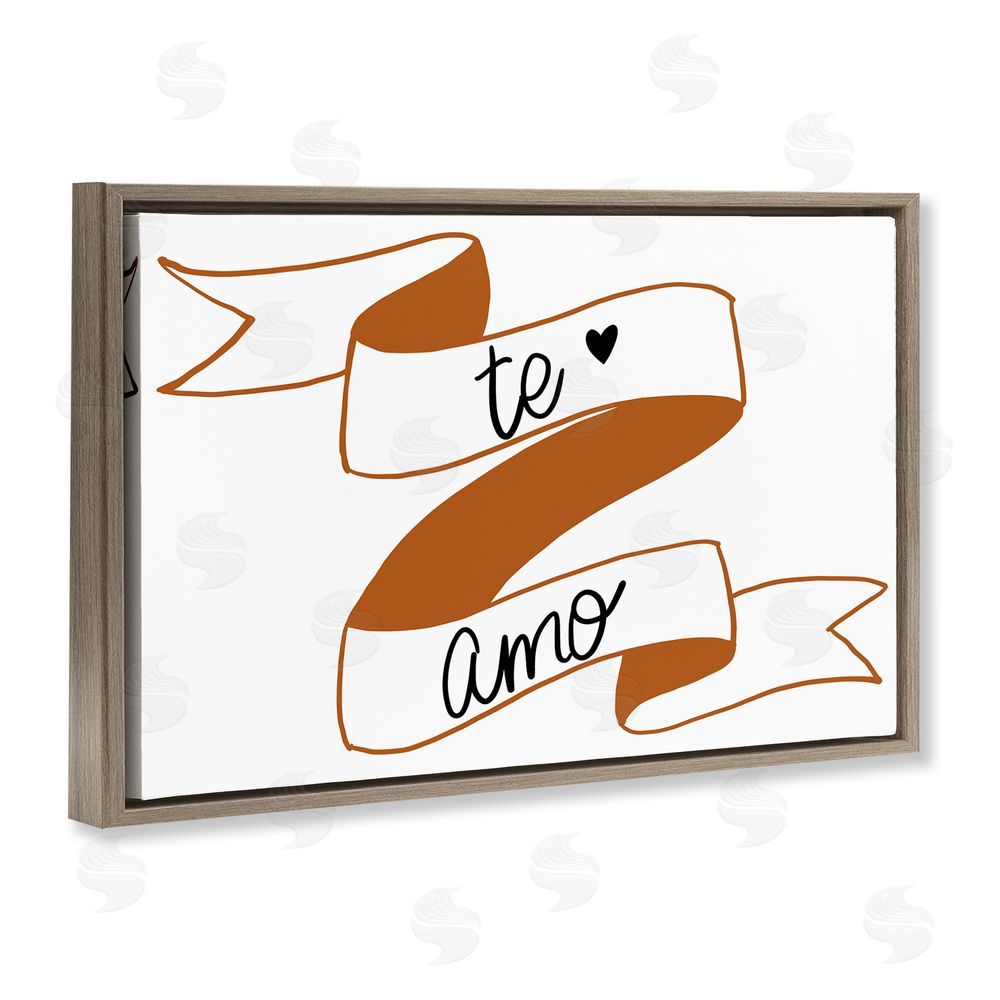 SD Graphics Studio Te Amo con Cinta Brown Floating Frame Canvas Wall Art Print