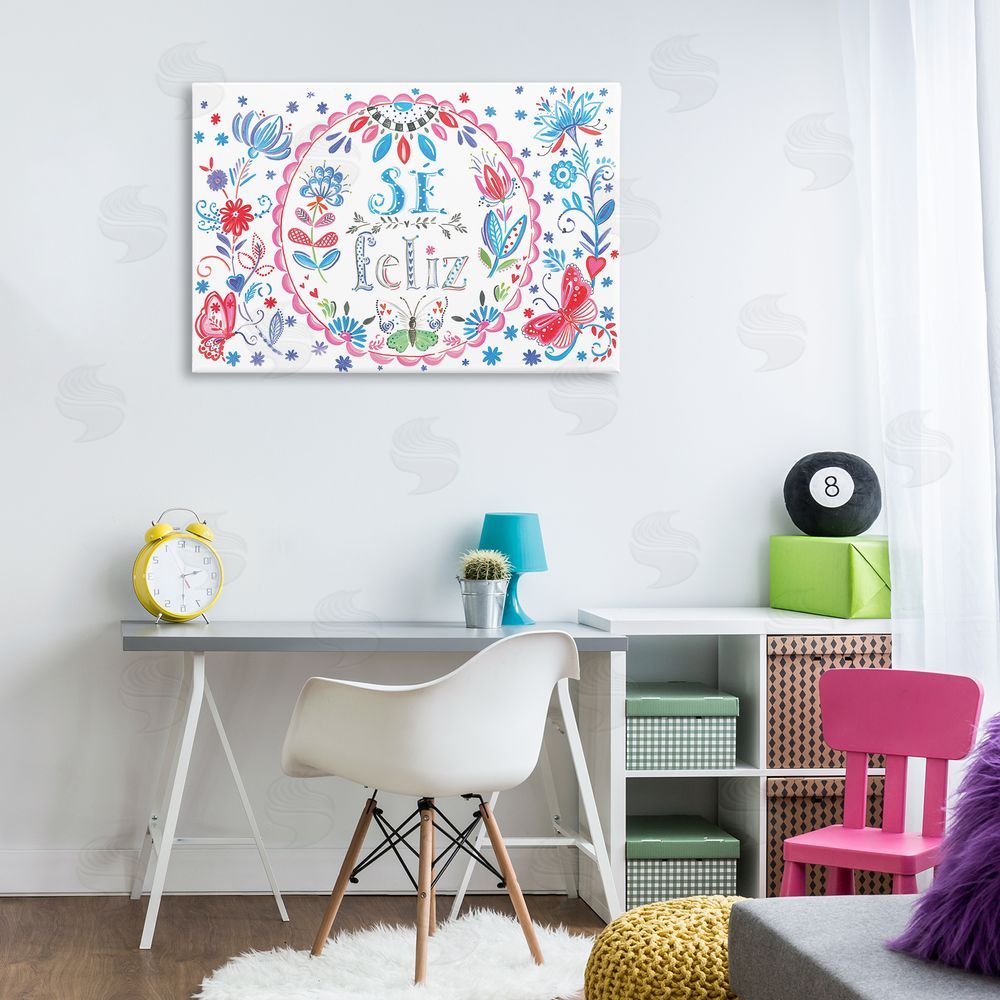 SD Graphics Studio Se Felices Mariposas Florales Canvas Wall Art Print in Room