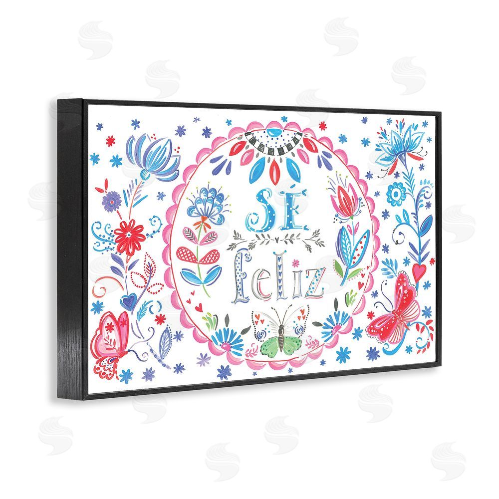 SD Graphics Studio Se Felices Mariposas Florales Black Framed Giclee Wall Art Print in Room