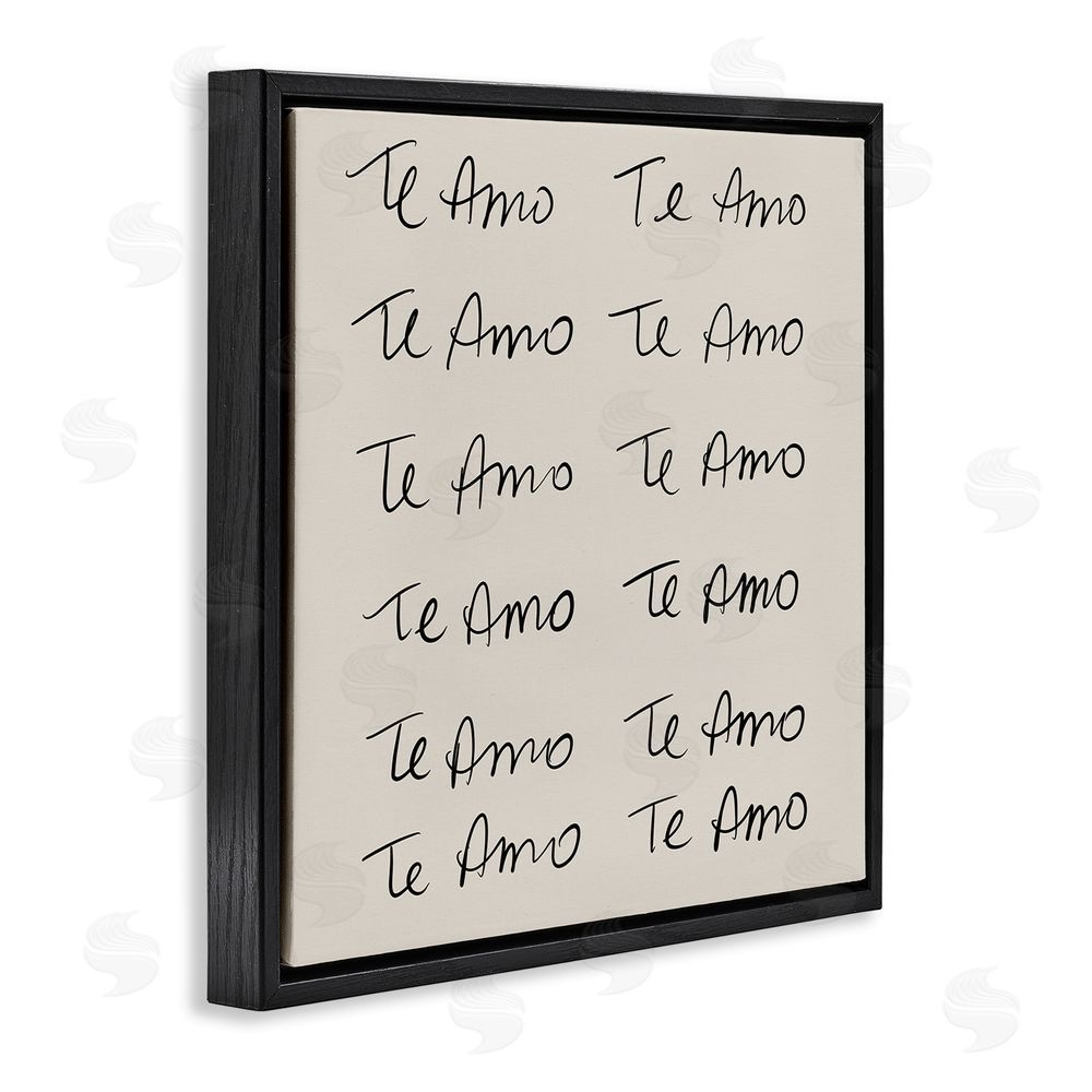SD Graphics Studio Te Amo Repetitivo Black Floating Frame Canvas Wall Art Print
