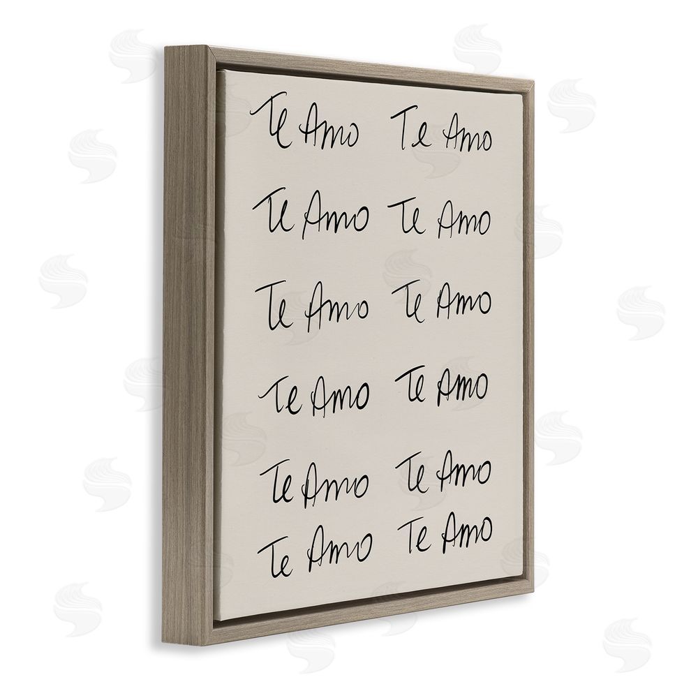 SD Graphics Studio Te Amo Repetitivo Brown Floating Frame Canvas Wall Art Print