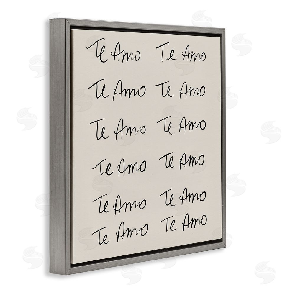 SD Graphics Studio Te Amo Repetitivo Gray Floating Frame Canvas Wall Art Print
