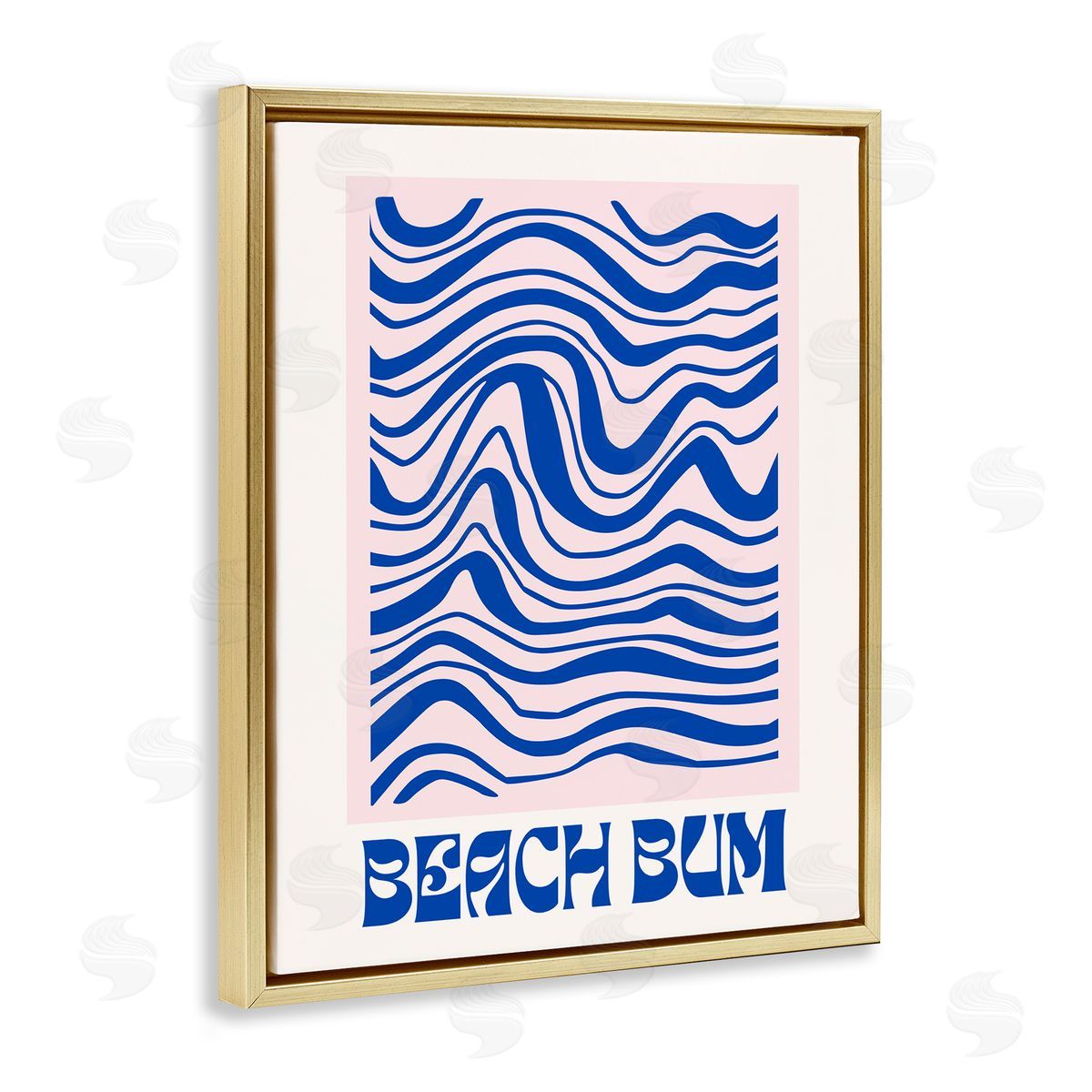 Beach Bum Abstract Waves Gold Floating Frame Canvas Wall Art, Home Decor by House of Lulu
