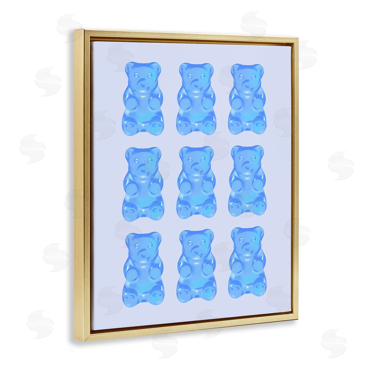 Blue Candy Bears Gold Floating Frame Canvas Wall Art, Home Decor by House of Lulu