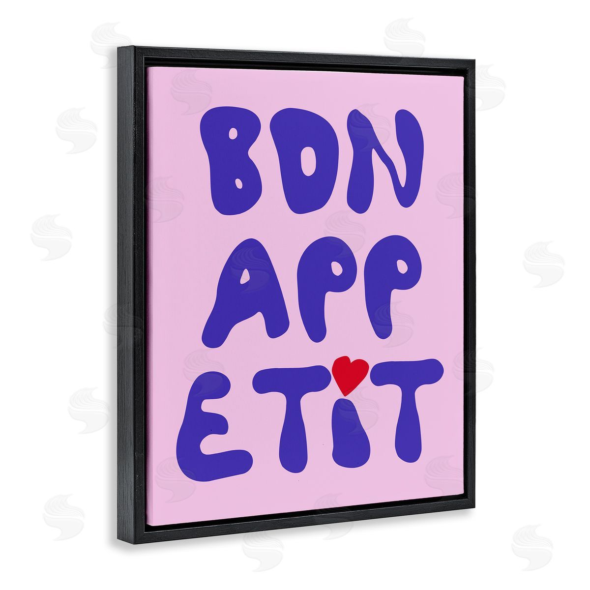 Bon Appetit with Heart Black Floating Frame Canvas Wall Art, Home Decor by House of Lulu