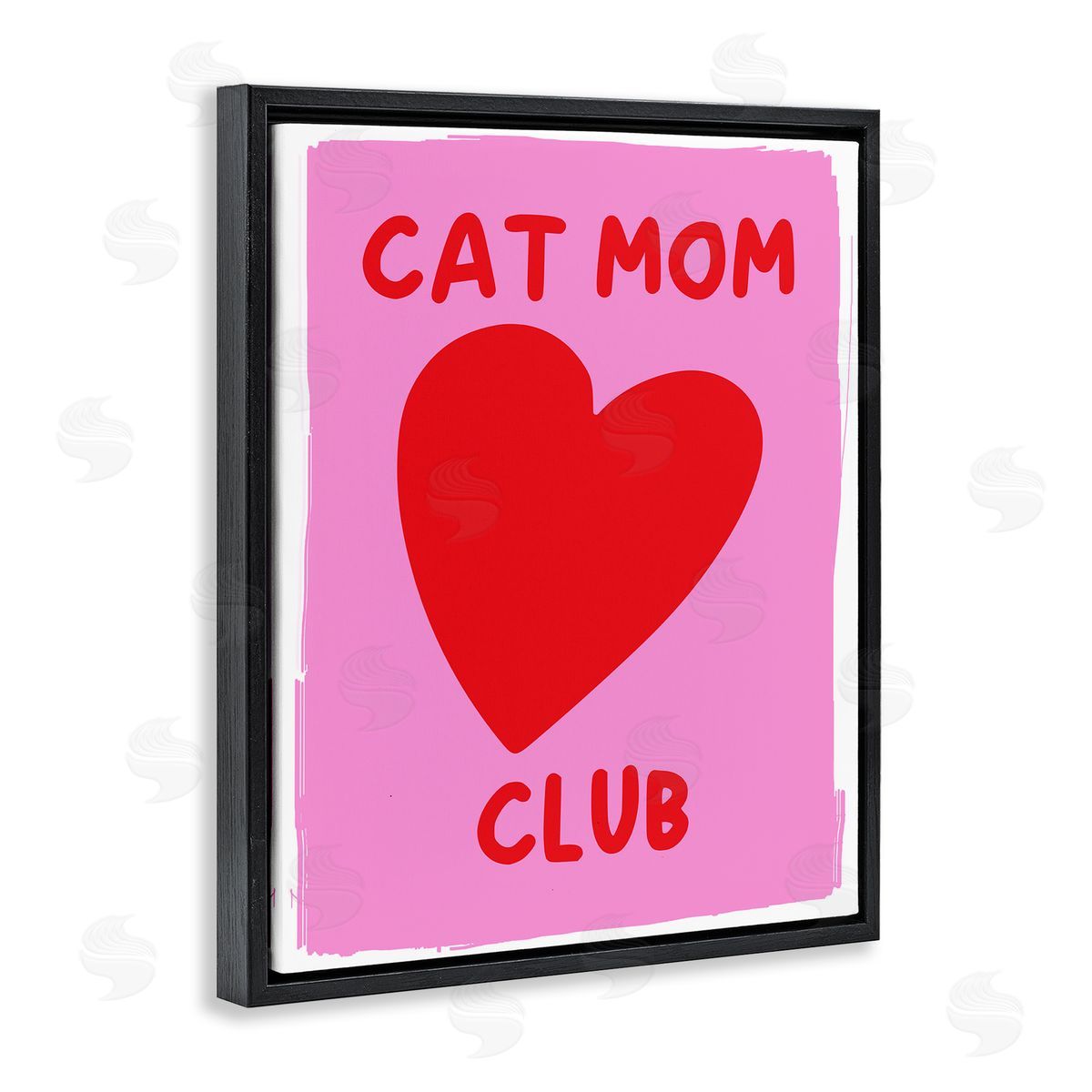 Cat Mom Club Heart Black Floating Frame Canvas Wall Art, Home Decor by House of Lulu