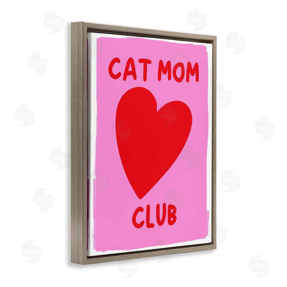 Cat Mom Club Heart Brown Floating Frame Canvas Wall Art, Home Decor by House of Lulu