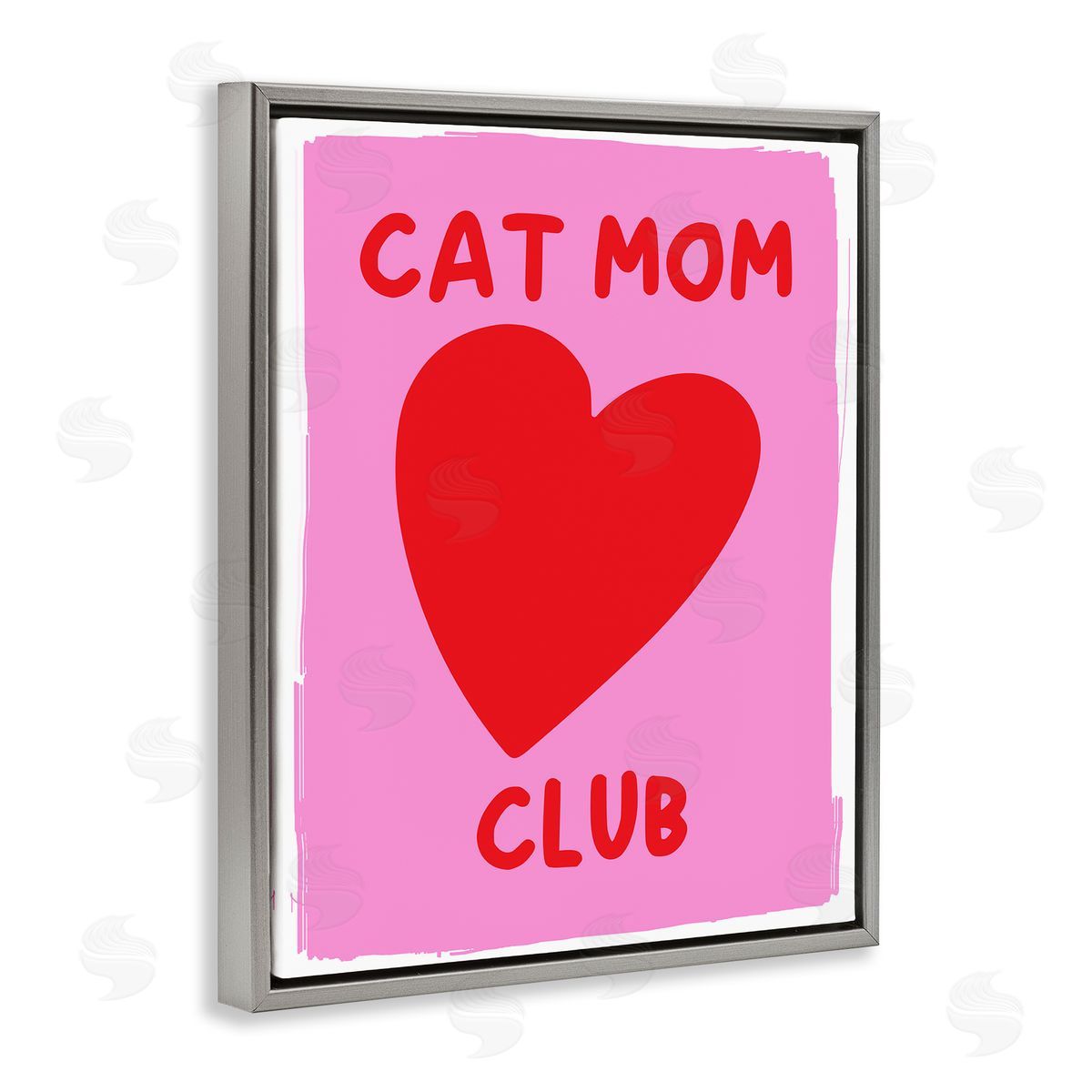 Cat Mom Club Heart Grey Floating Frame Canvas Wall Art, Home Decor by House of Lulu