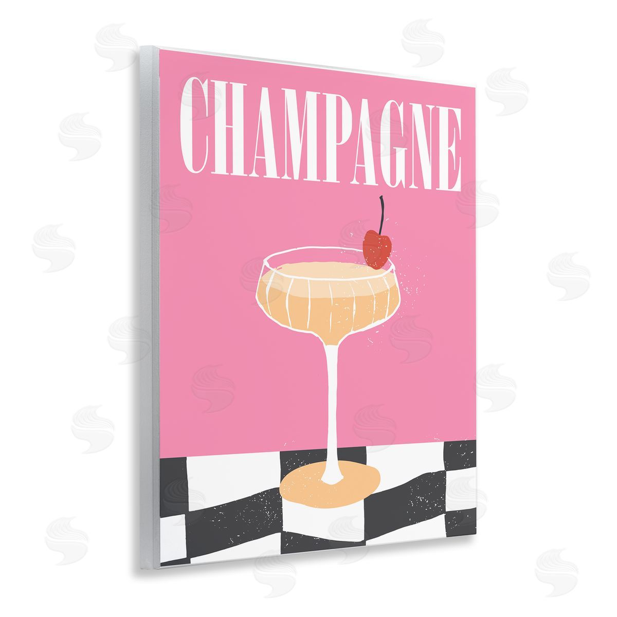 Champagne with Cherry Wood Plaque Wall Art, Home Decor by House of Lulu