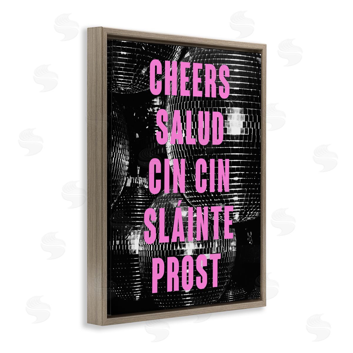 Cheers Various Languages Brown Floating Frame Canvas Wall Art, Home Decor by House of Lulu