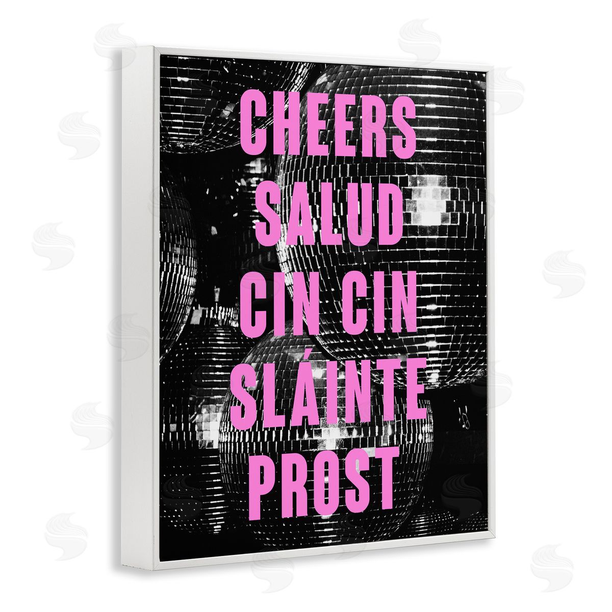 Cheers Various Languages White Frame Print Wall Art, Home Decor by House of Lulu