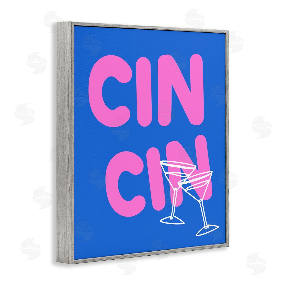 Cin Cin Cheers Glasses Grey Frame Print Wall Art, Home Decor by House of Lulu