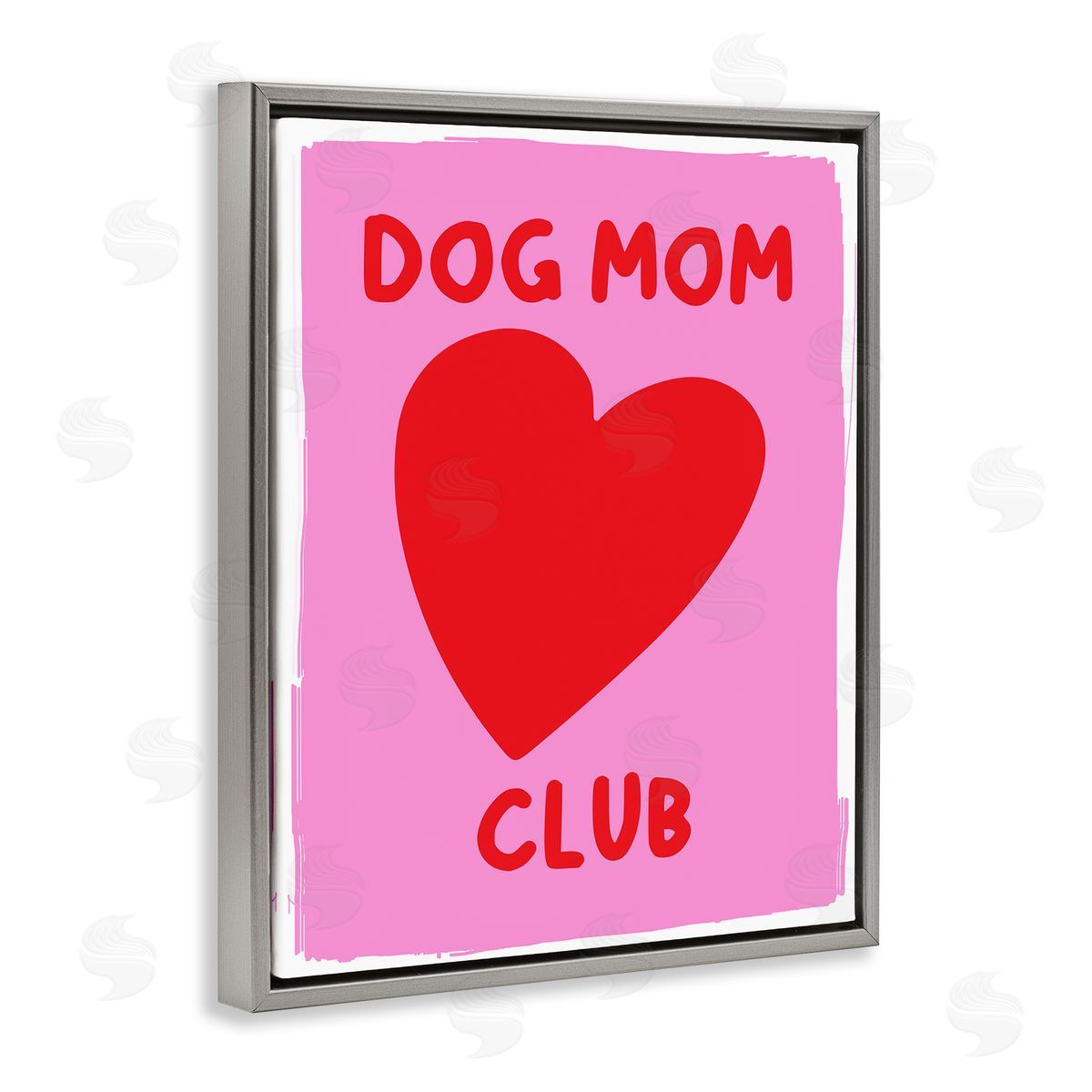 Dog Mom Club Heart Grey Floating Frame Canvas Wall Art, Home Decor by House of Lulu