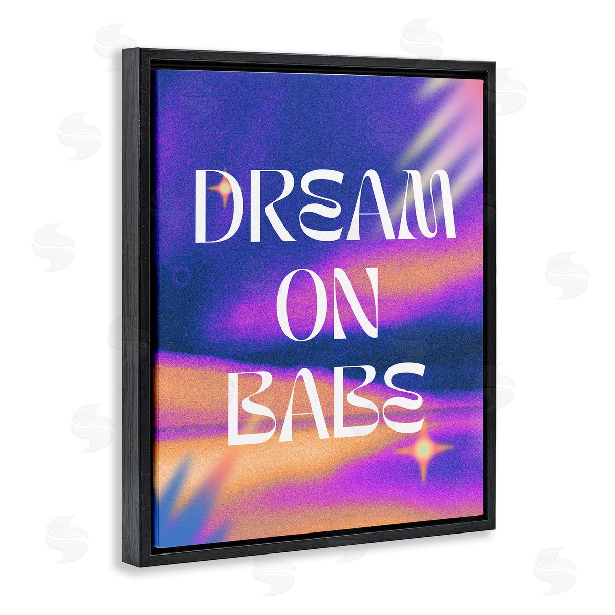 Dream On Babe Purple Black Floating Frame Canvas Wall Art, Home Decor by House of Lulu