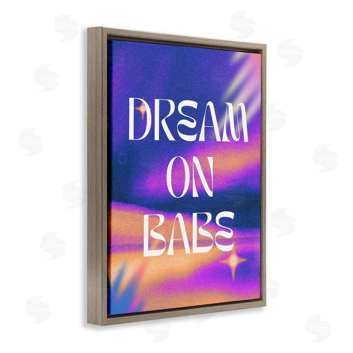 Dream On Babe Purple Brown Floating Frame Canvas Wall Art, Home Decor by House of Lulu