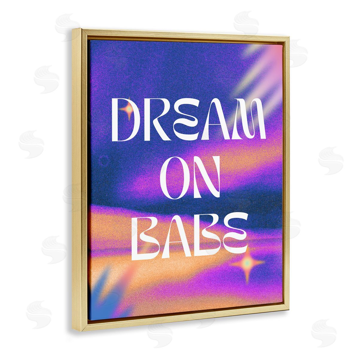 Dream On Babe Purple Gold Floating Frame Canvas Wall Art, Home Decor by House of Lulu