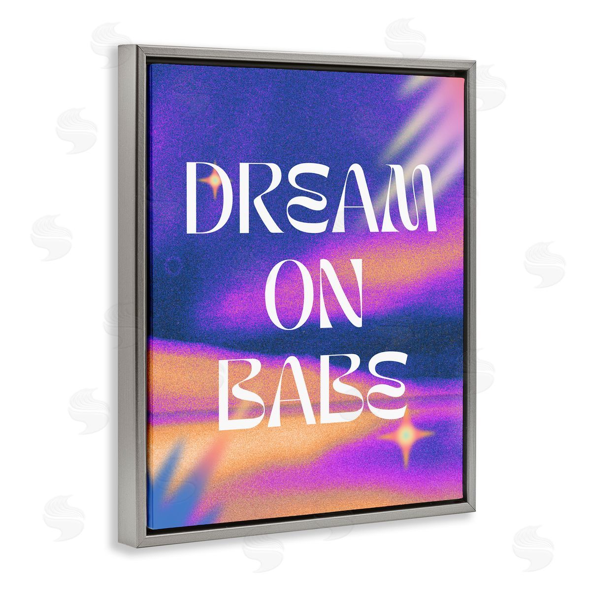 Dream On Babe Purple Grey Floating Frame Canvas Wall Art, Home Decor by House of Lulu
