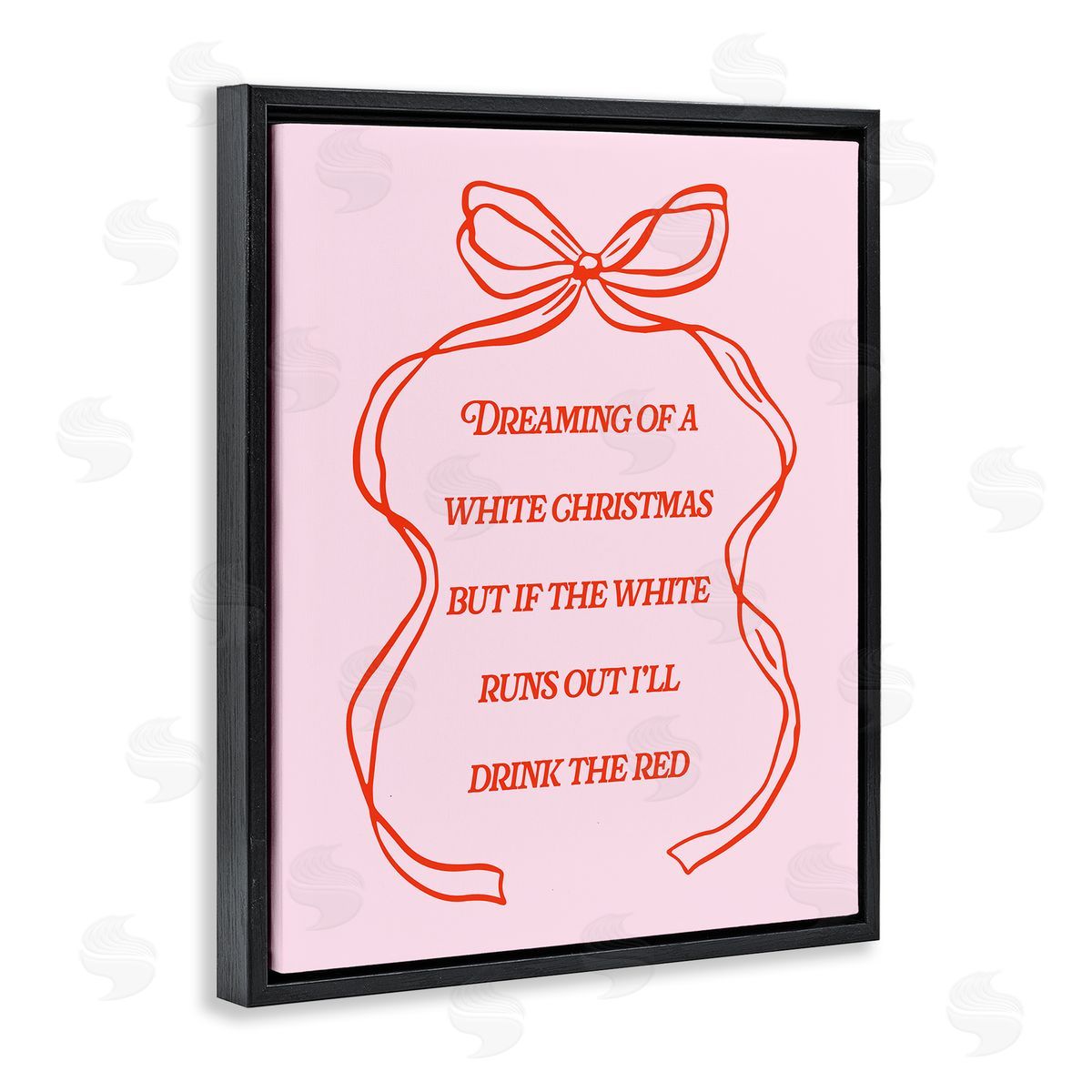 White & Red Christmas Wine Black Floating Frame Canvas Wall Art, Home Decor by House of Lulu