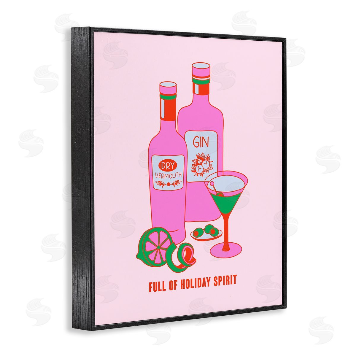 Funny Holiday Spirit Drinks Black Frame Print Wall Art, Home Decor by House of Lulu