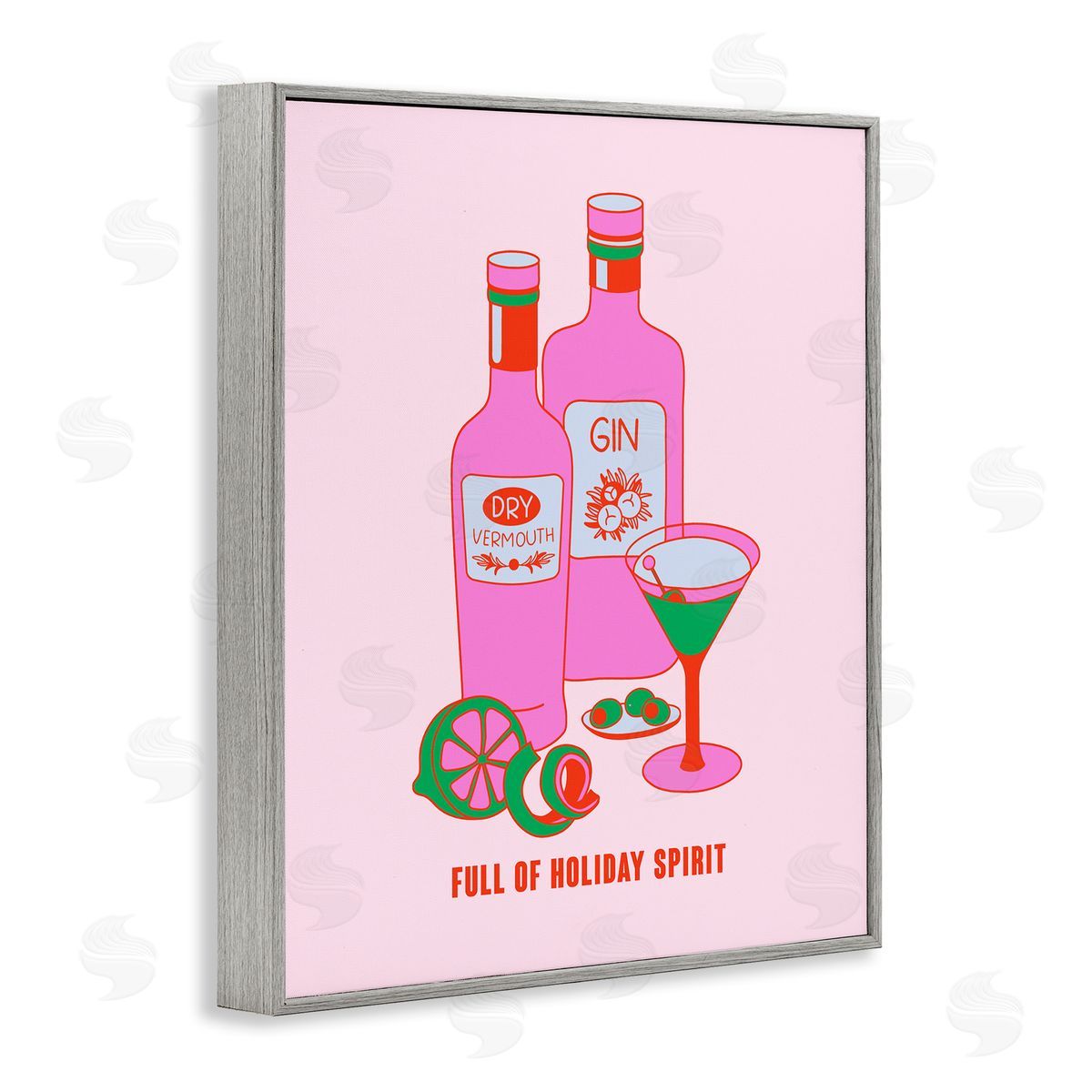 Funny Holiday Spirit Drinks Grey Frame Print Wall Art, Home Decor by House of Lulu