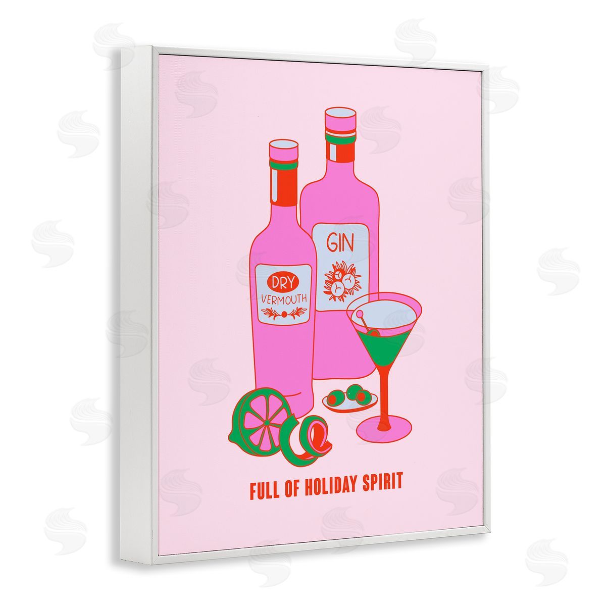Funny Holiday Spirit Drinks White Frame Print Wall Art, Home Decor by House of Lulu