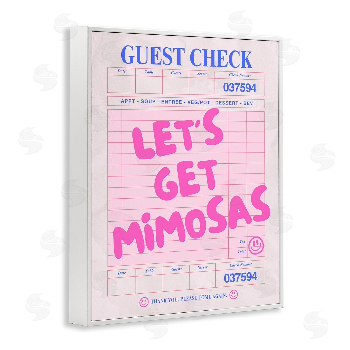 Let's Get Mimosas Check White Frame Print Wall Art, Home Decor by House of Lulu