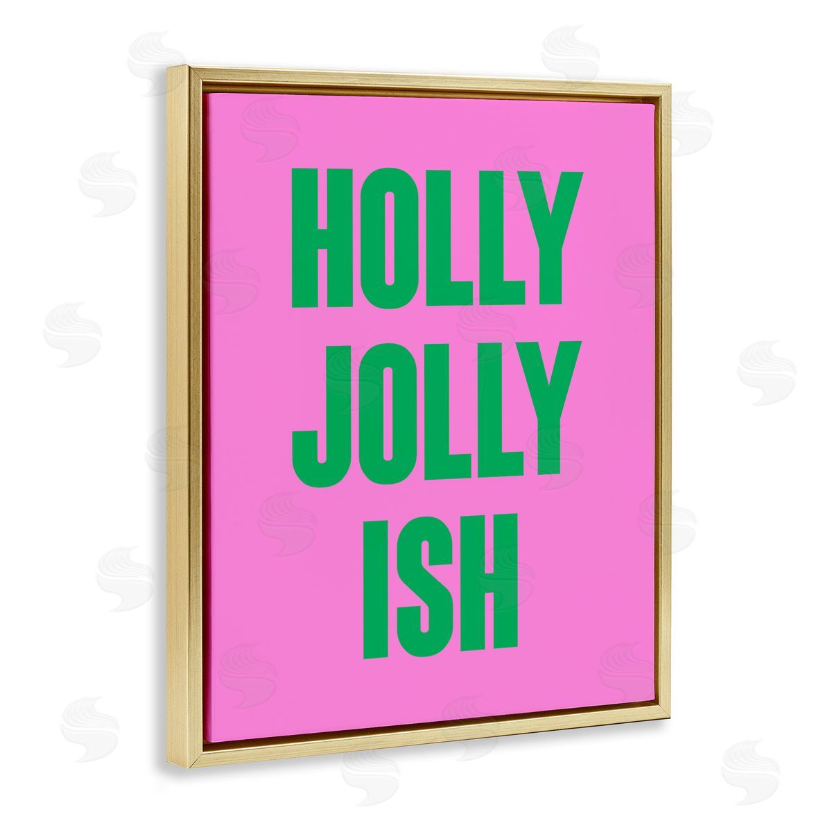 Holly Jolly Ish Humor Gold Floating Frame Canvas Wall Art, Home Decor by House of Lulu