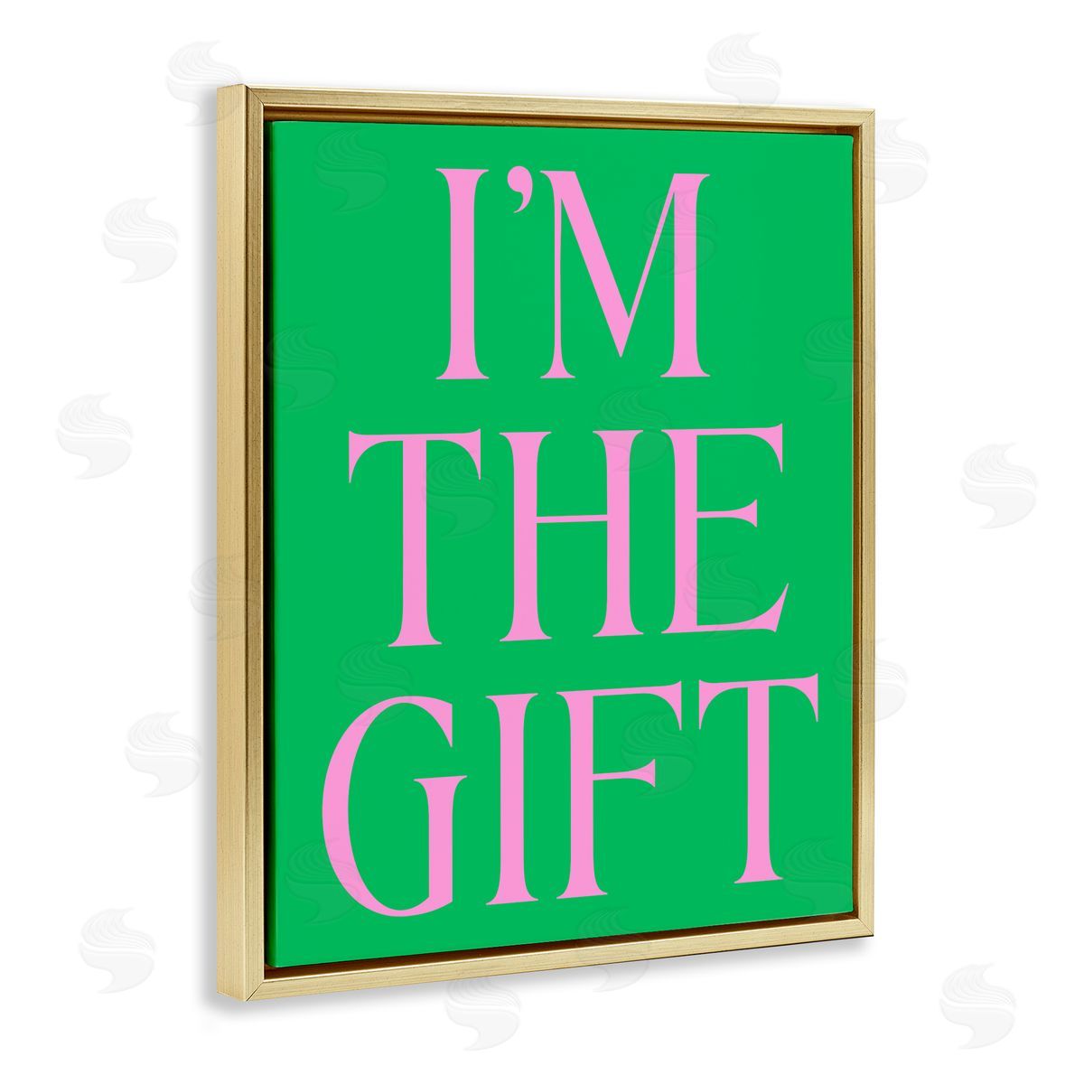Funny I'm The Gift Gold Floating Frame Canvas Wall Art, Home Decor by House of Lulu