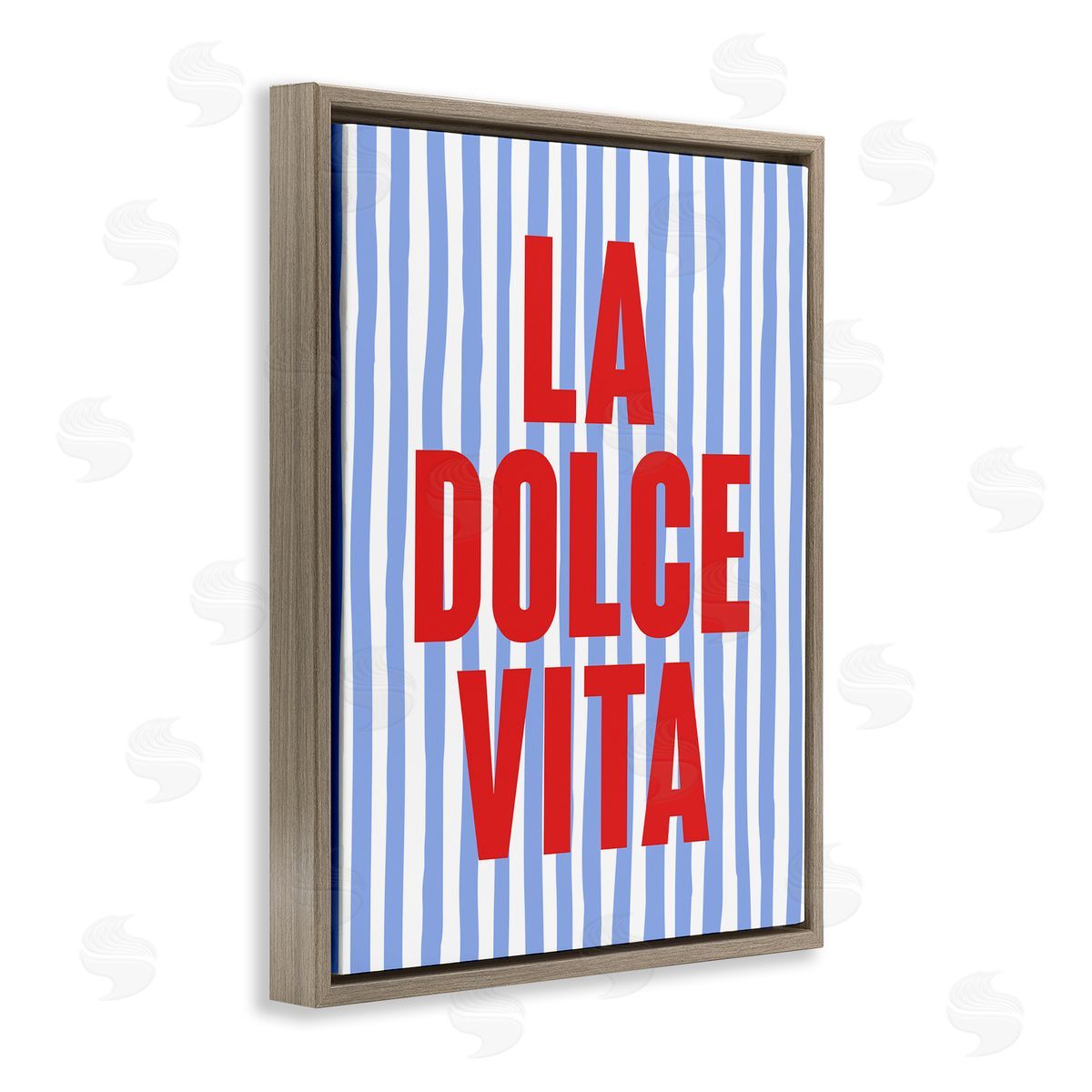 La Dolce Vita on Blue Brown Floating Frame Canvas Wall Art, Home Decor by House of Lulu