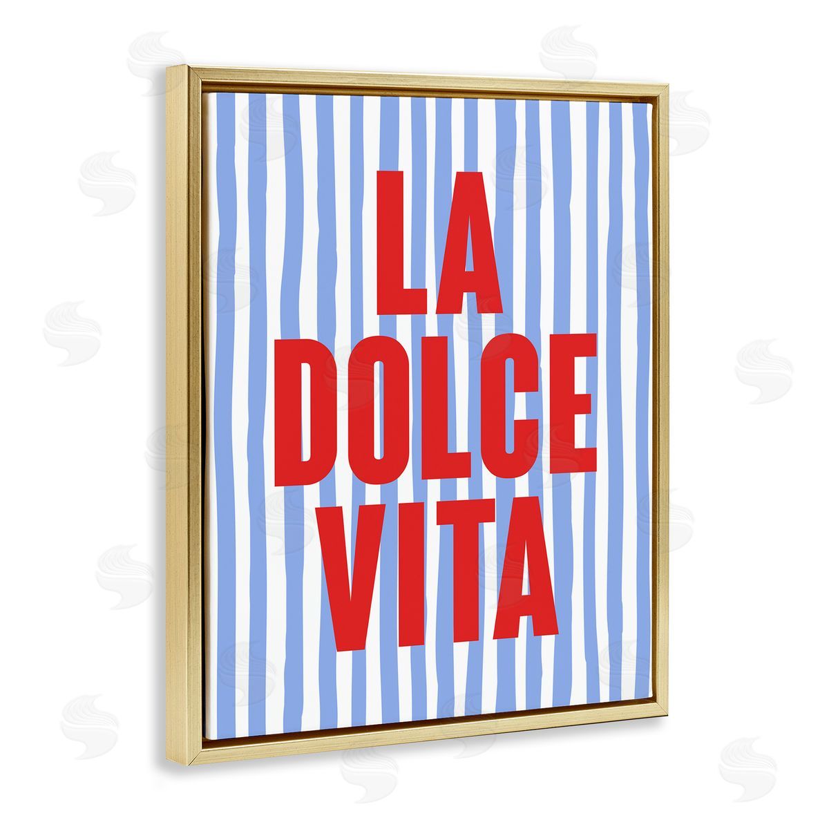La Dolce Vita on Blue Gold Floating Frame Canvas Wall Art, Home Decor by House of Lulu