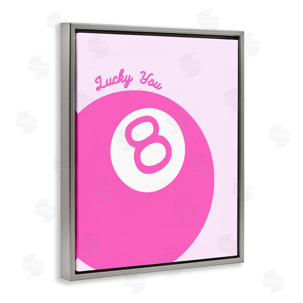 Lucky You Eight Ball Grey Floating Frame Canvas Wall Art, Home Decor by House of Lulu