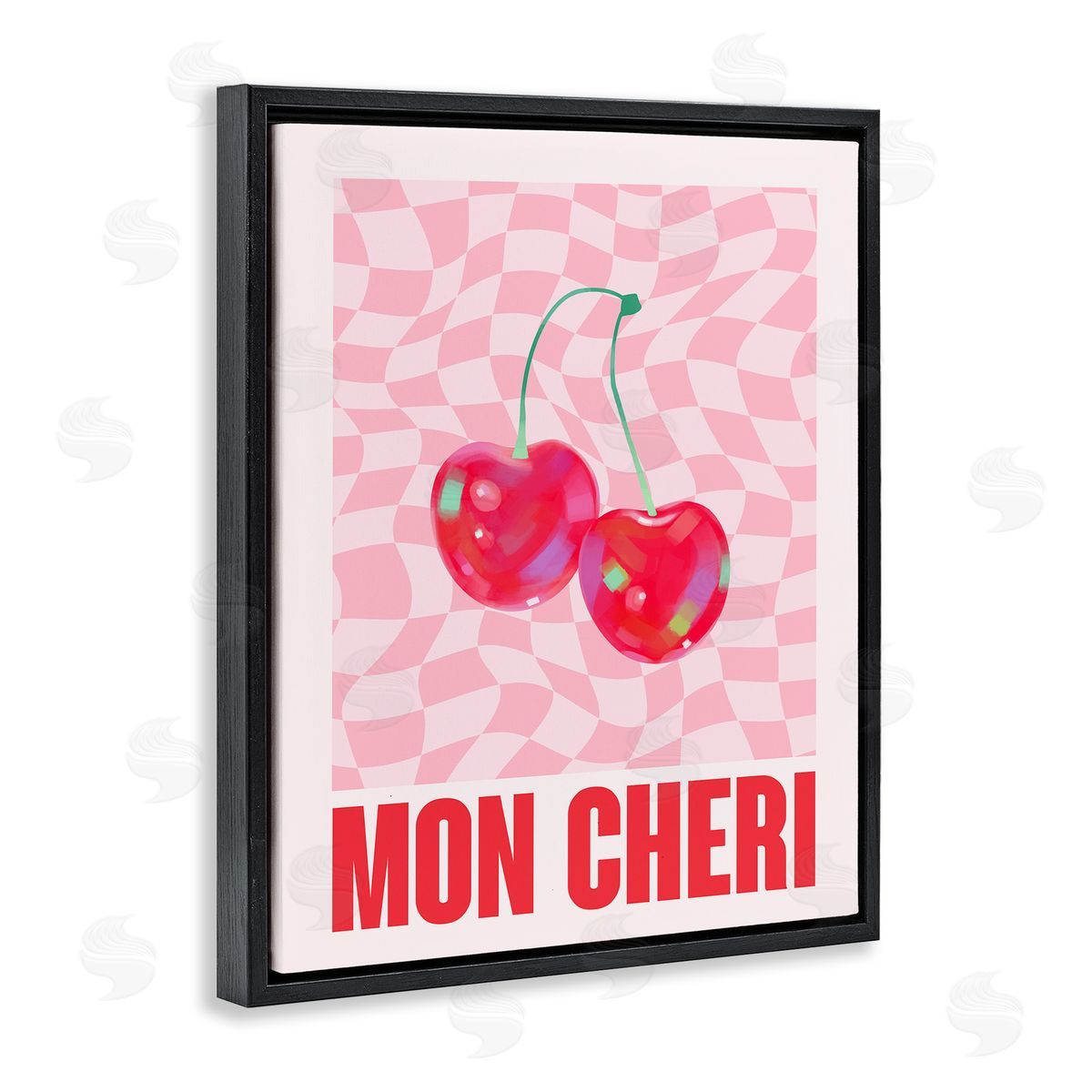 Mon Cheri on Checkered Black Floating Frame Canvas Wall Art, Home Decor by House of Lulu