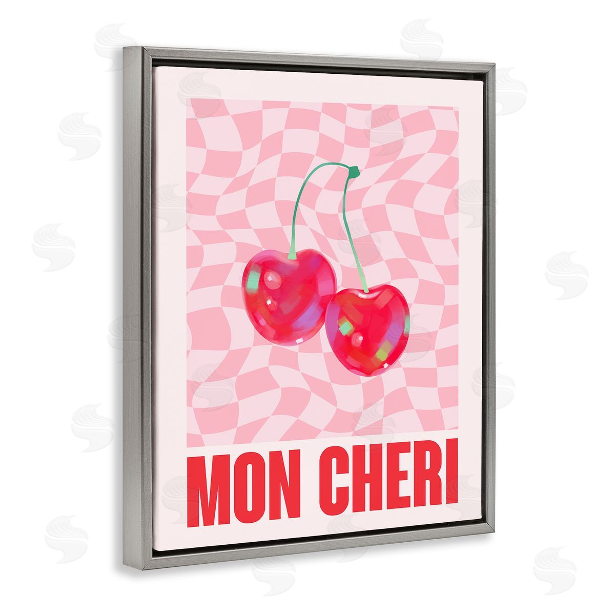 Mon Cheri on Checkered Grey Floating Frame Canvas Wall Art, Home Decor by House of Lulu