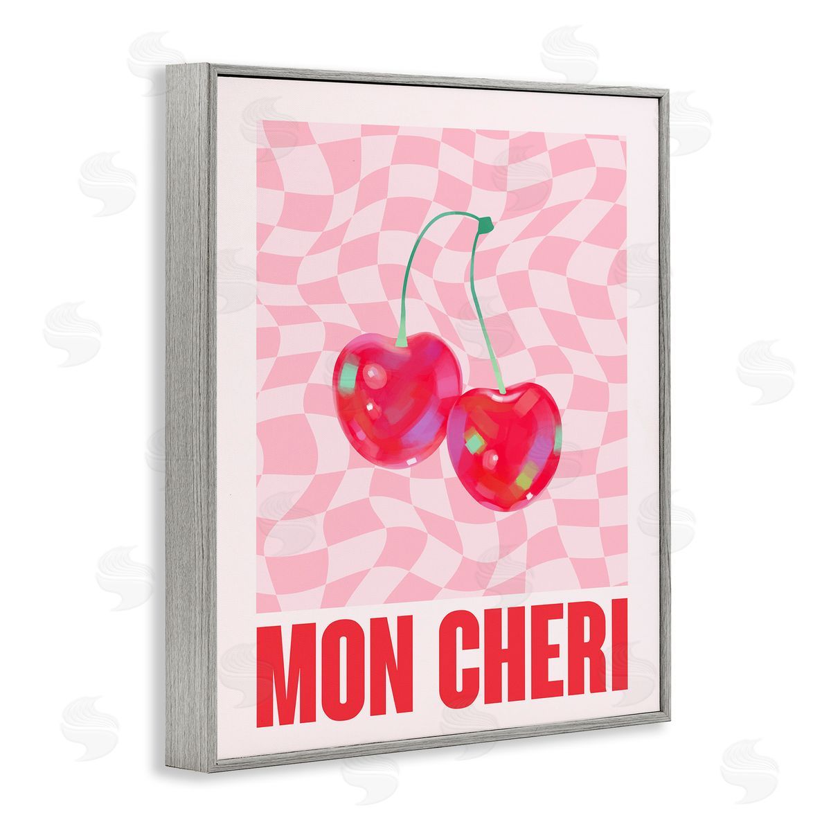 Mon Cheri on Checkered Grey Frame Print Wall Art, Home Decor by House of Lulu