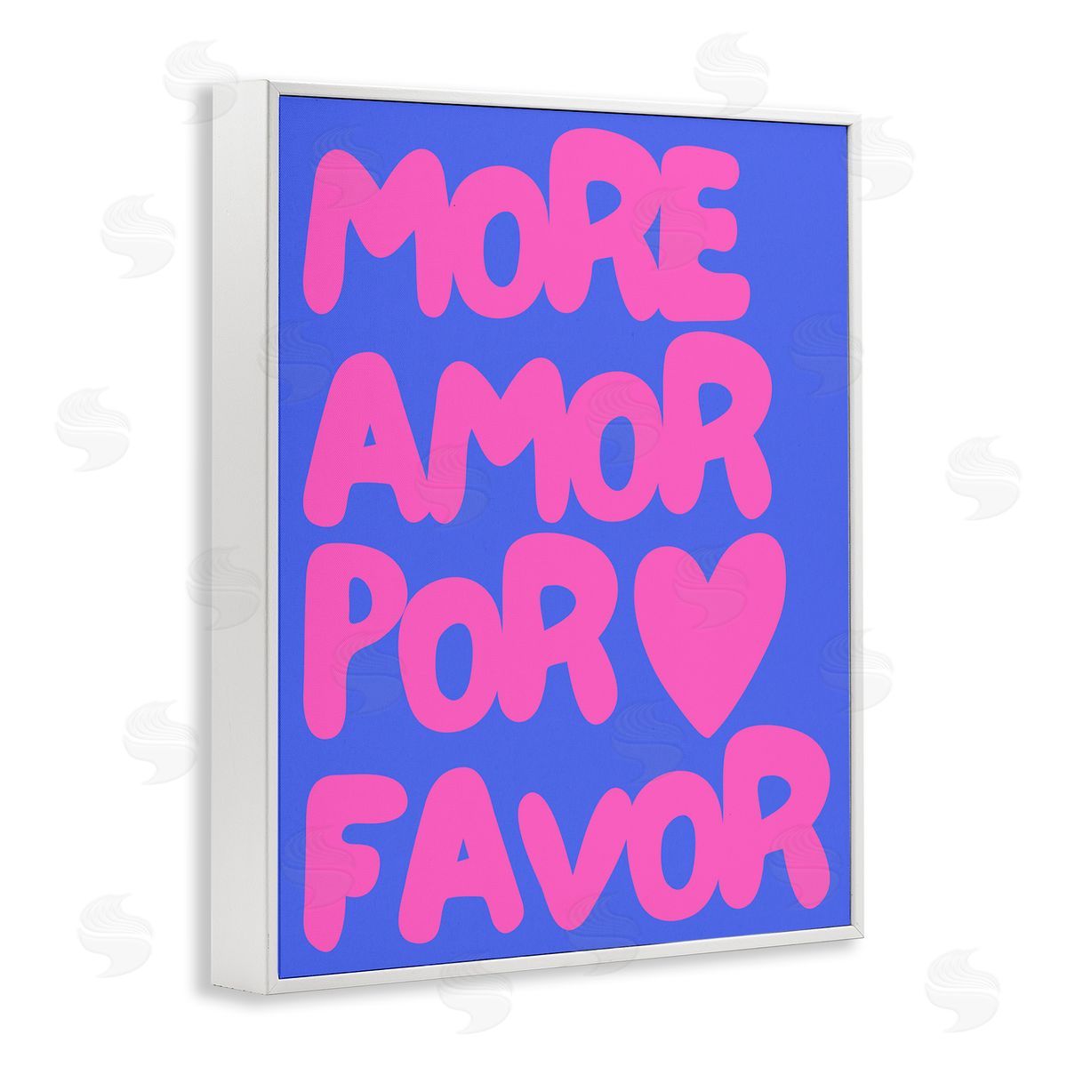 More Amor Blue & Pink White Frame Print Wall Art, Home Decor by House of Lulu