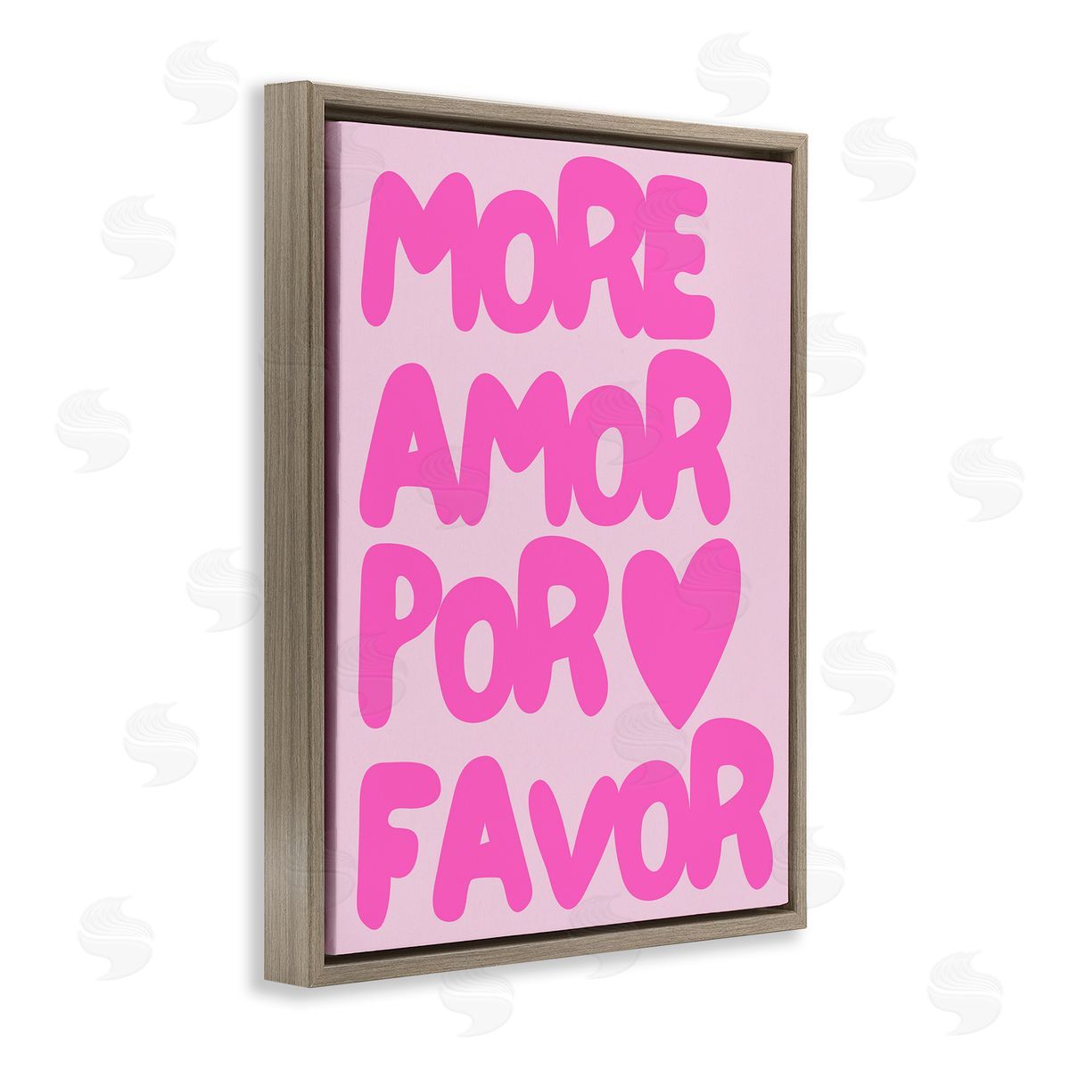 Pink Pastel More Amor Brown Floating Frame Canvas Wall Art, Home Decor by House of Lulu