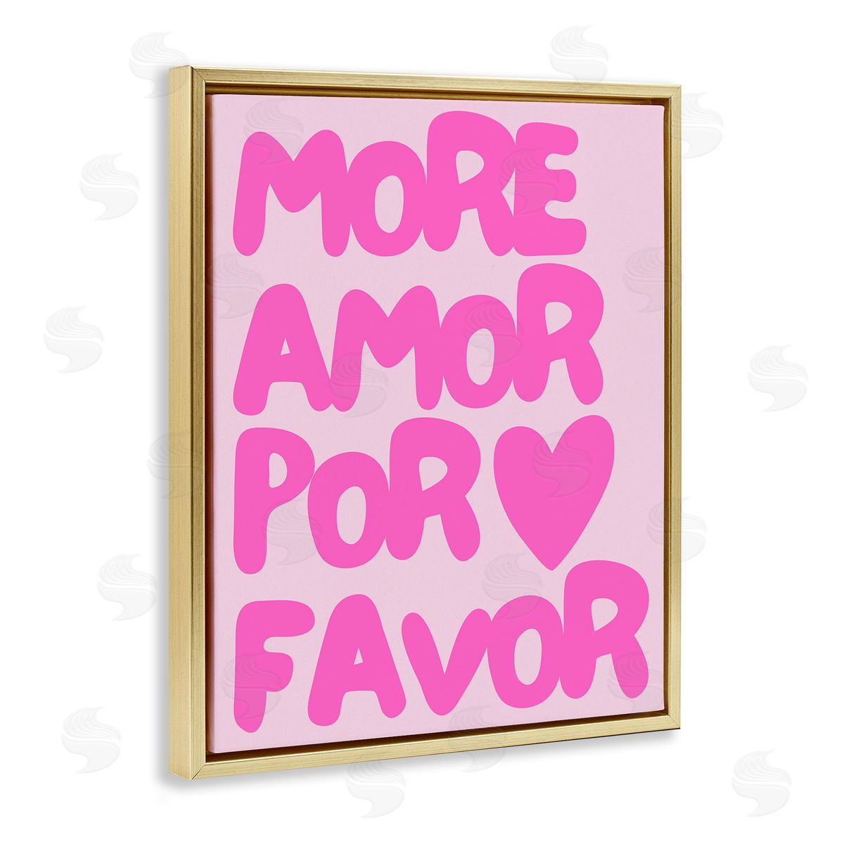 Pink Pastel More Amor Gold Floating Frame Canvas Wall Art, Home Decor by House of Lulu