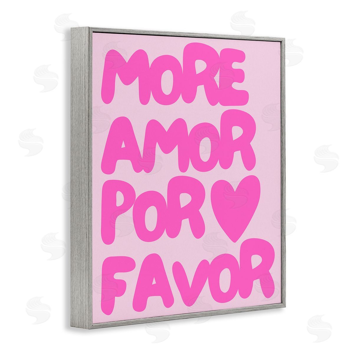 Pink Pastel More Amor Grey Frame Print Wall Art, Home Decor by House of Lulu