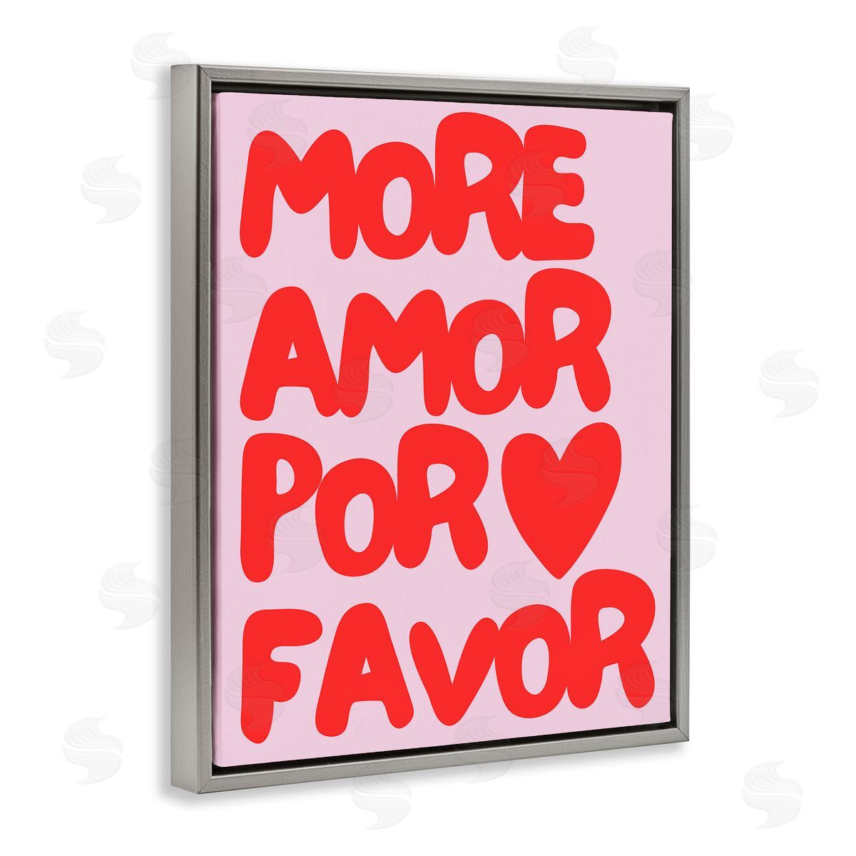 Red & Pink More Amor Grey Floating Frame Canvas Wall Art, Home Decor by House of Lulu